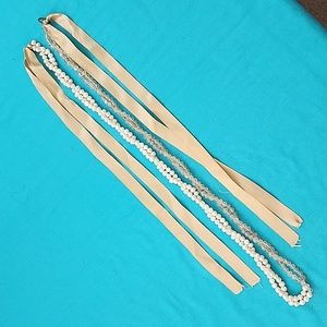 Handmade Hand Crafted Pearl Bead Necklace,  Belt, Scarf, Headband